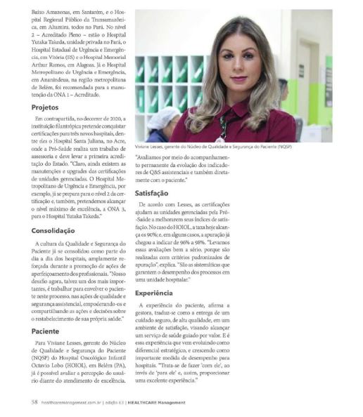 Revista Healthcare Management Excelência reconhecida Gestão da Pró
