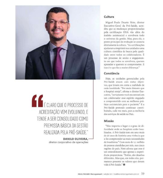 Revista Healthcare Management Excelência reconhecida Gestão da Pró
